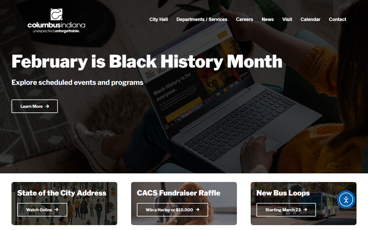 Columbus Indiana official city website for unclaimed money resources