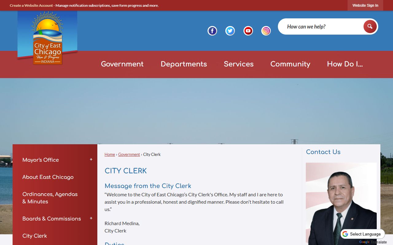 East Chicago City Clerk page for East Chicago unclaimed money resources