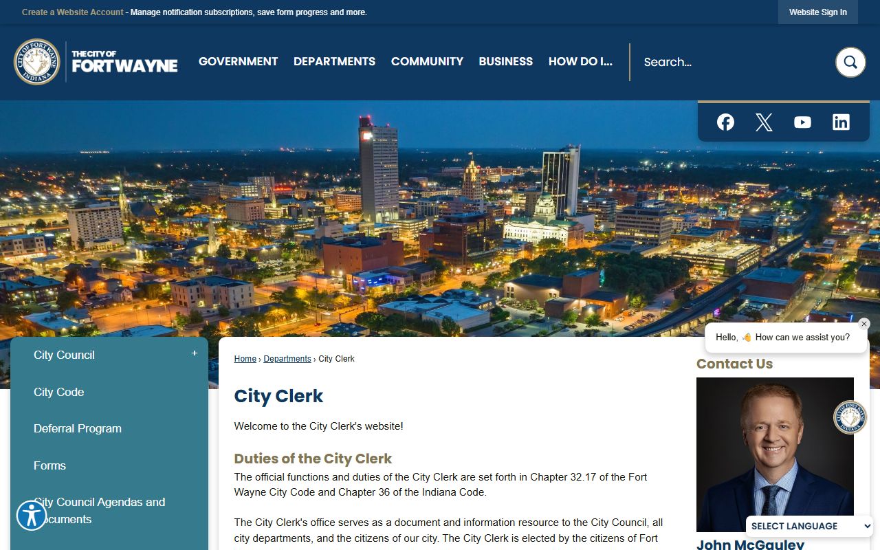 Fort Wayne Clerk-Treasurer page for Fort Wayne unclaimed money