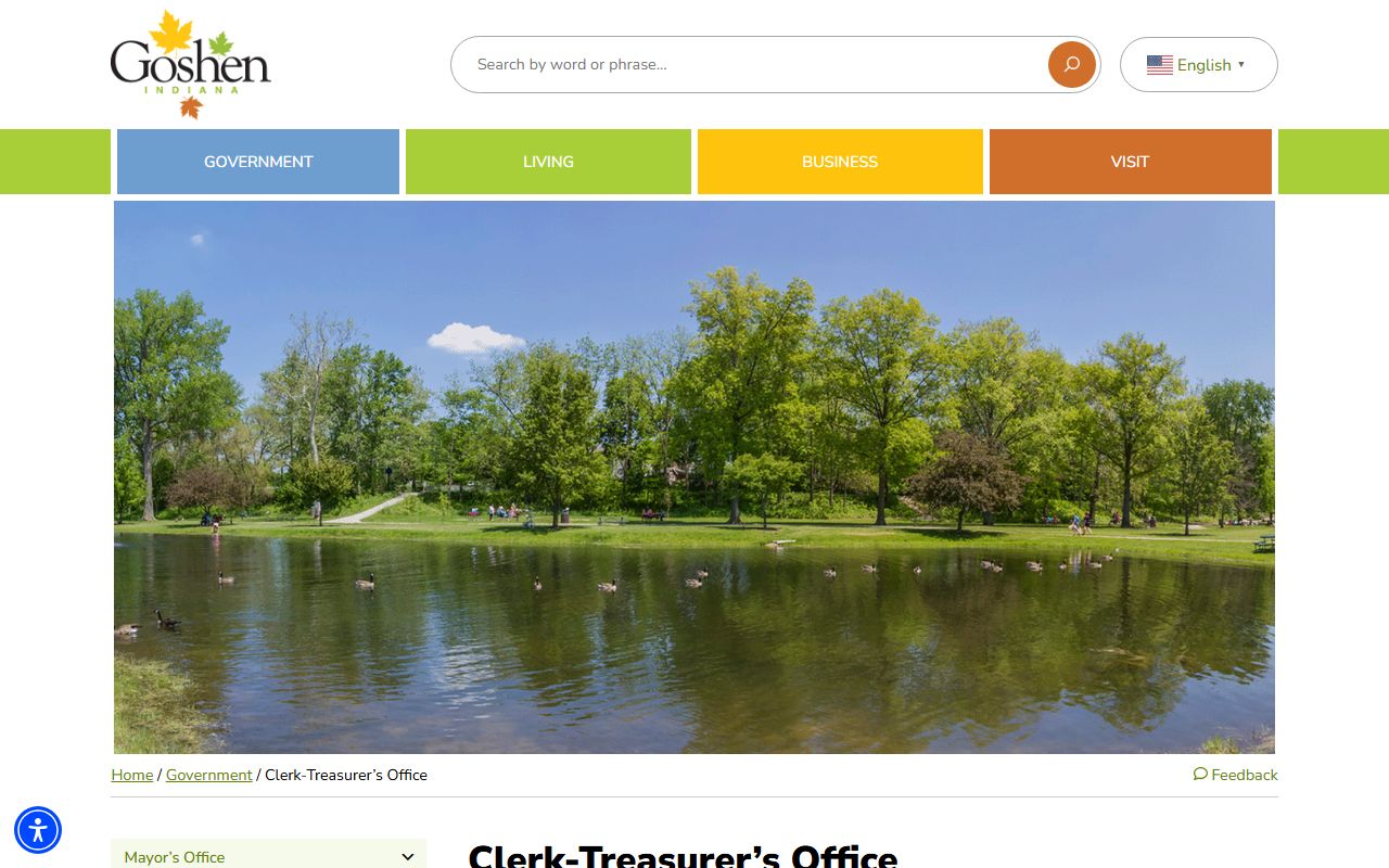 Goshen Clerk-Treasurer page for Goshen unclaimed money