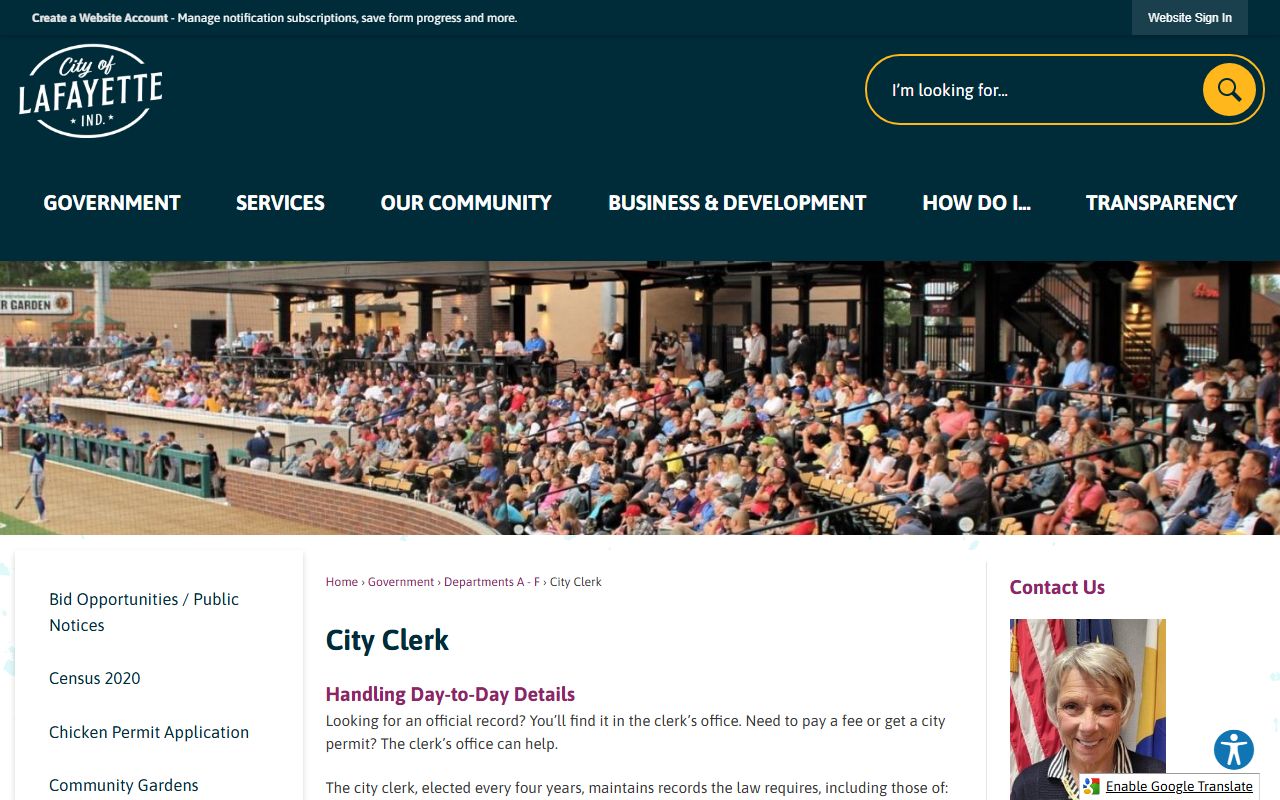 Lafayette City Clerk page for Lafayette unclaimed money information