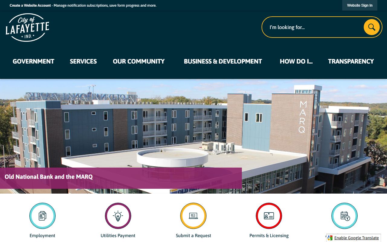 Lafayette Indiana official city website for unclaimed money resources