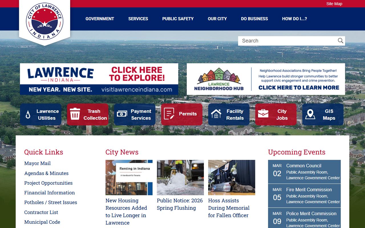 City of Lawrence Indiana official website for unclaimed money resources