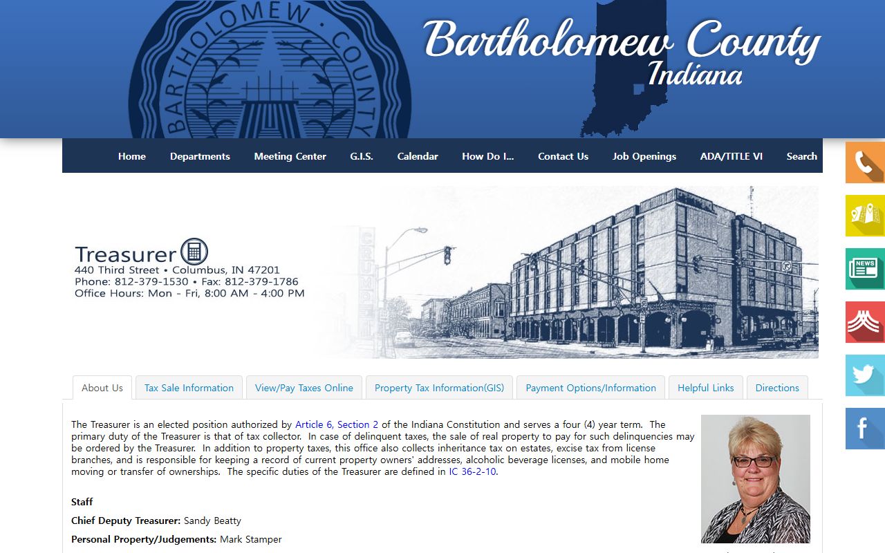 Bartholomew County Treasurer website for unclaimed money in Bartholomew County
