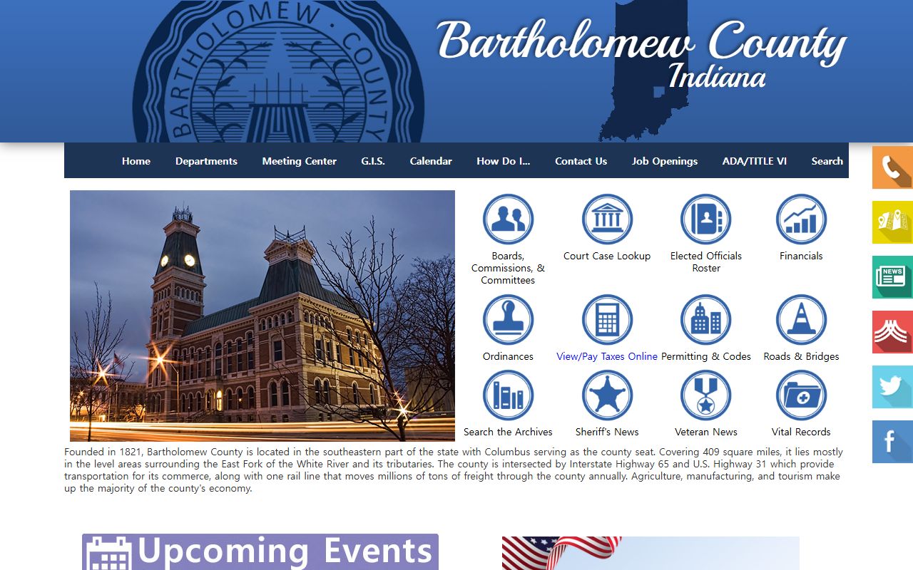 Bartholomew County Indiana website for unclaimed money resources