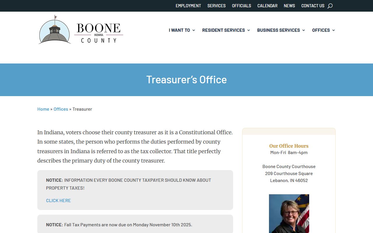Boone County Treasurer website for unclaimed money in Boone County