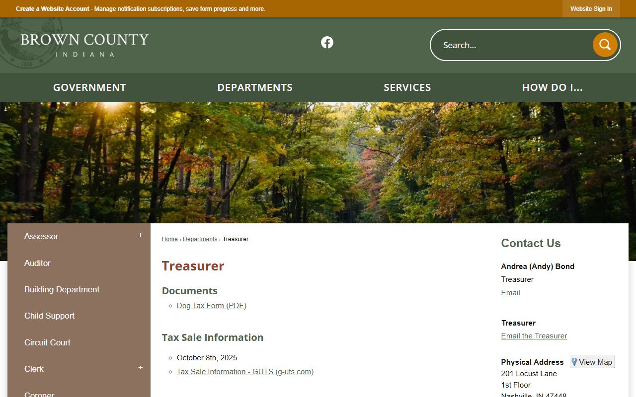 Brown County Treasurer website for unclaimed money in Brown County