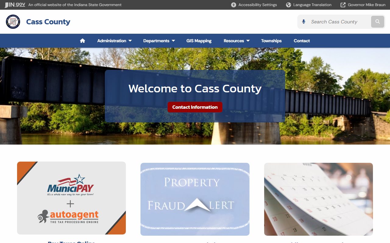 Cass County Indiana website for unclaimed money resources