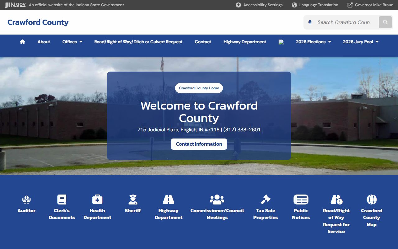Crawford County Indiana website for unclaimed money resources