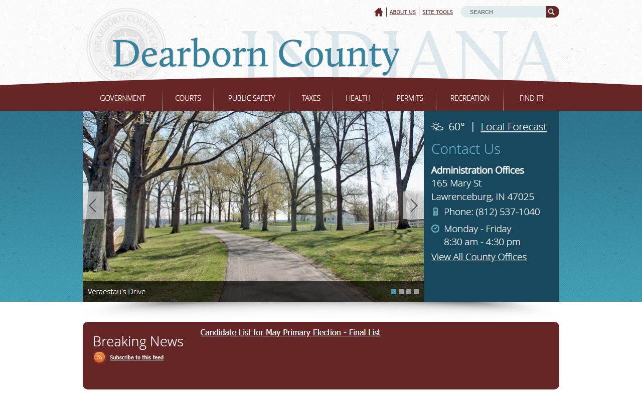 Dearborn County website for unclaimed money resources