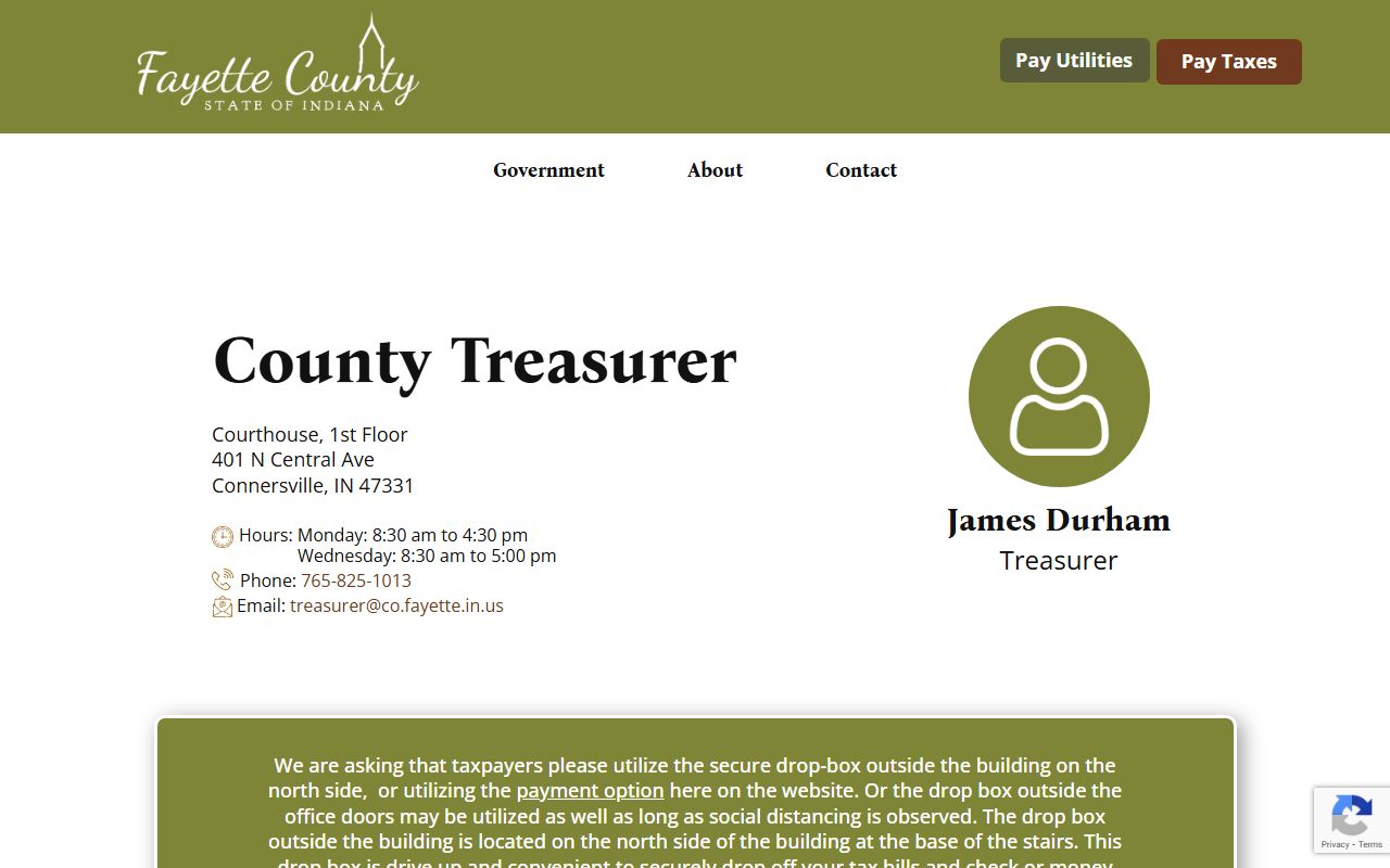 Fayette County Indiana treasurer page for unclaimed money