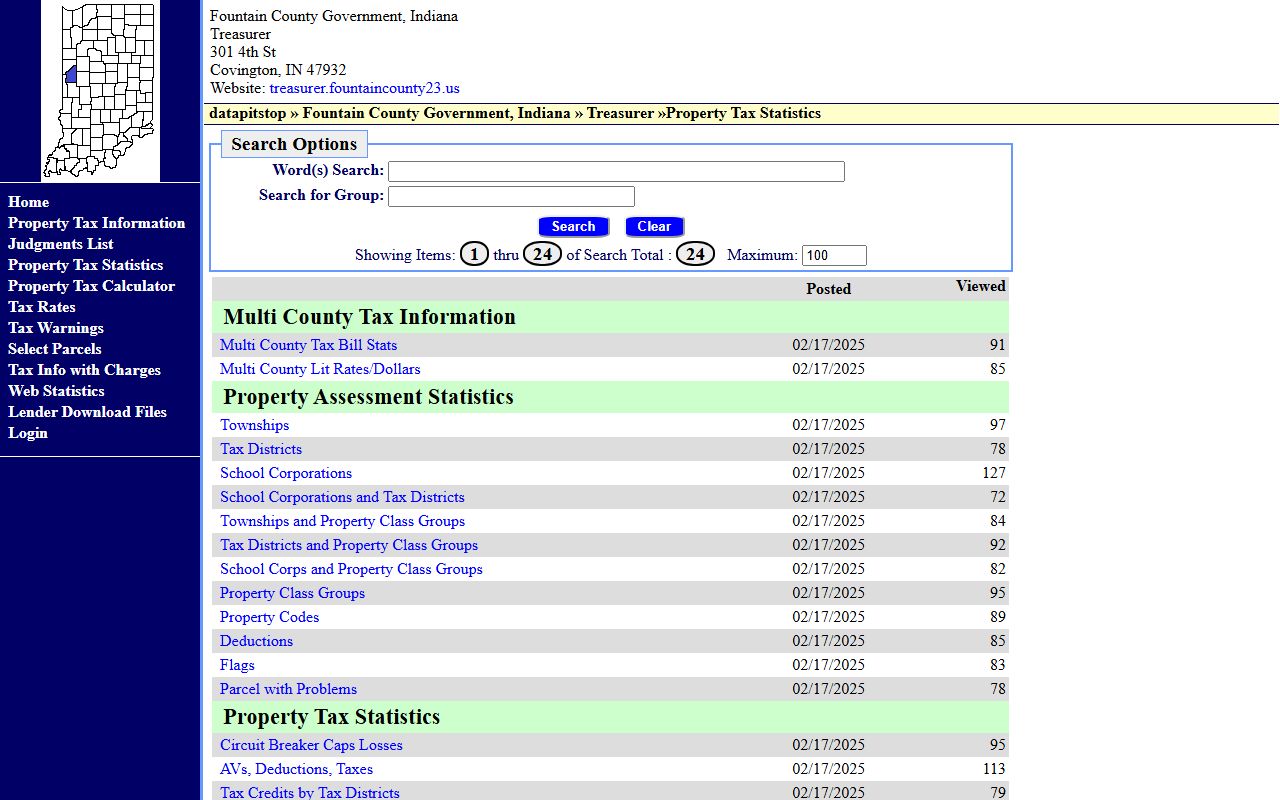 Fountain County Indiana treasurer website for unclaimed money