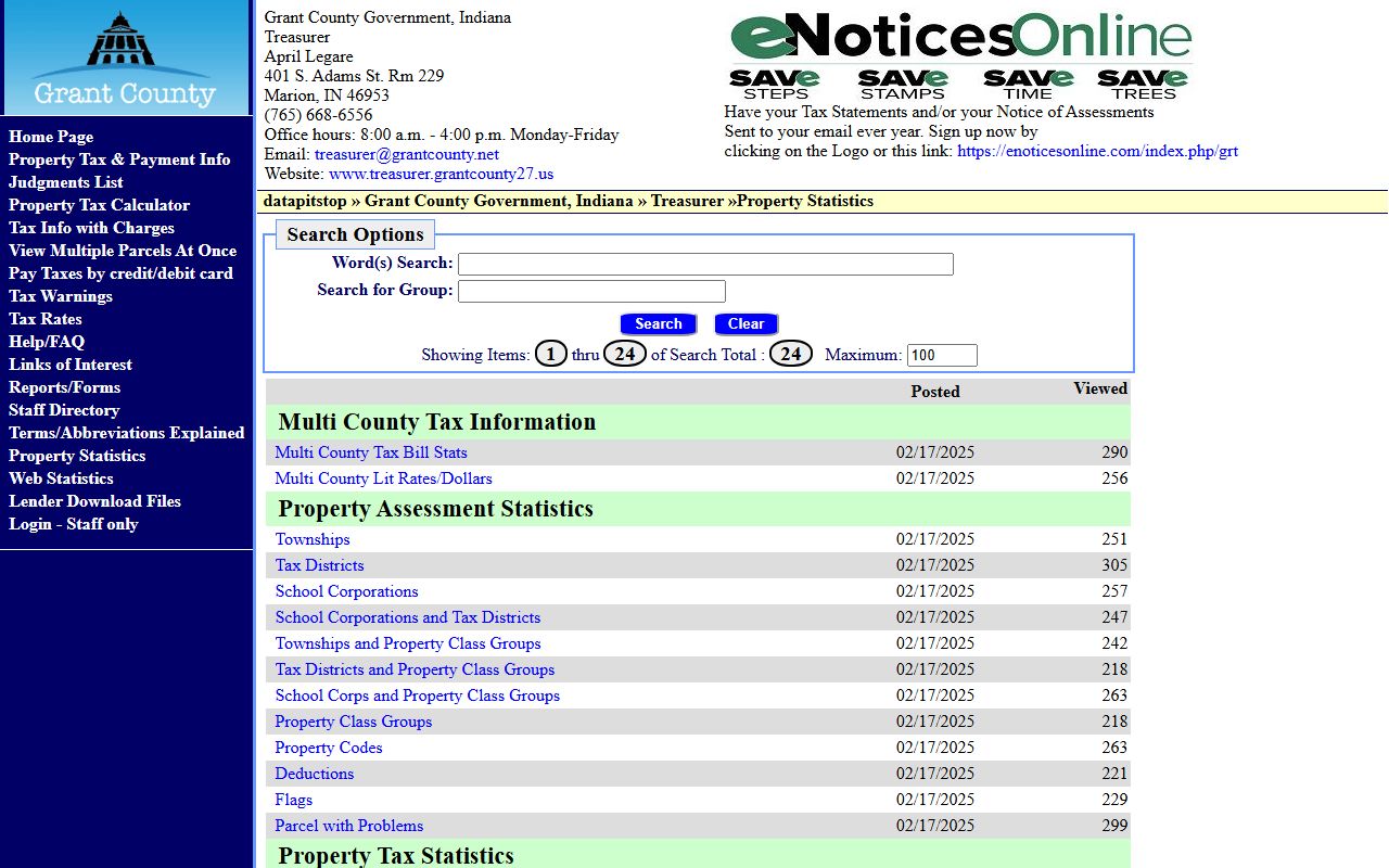 Grant County Treasurer website for unclaimed money