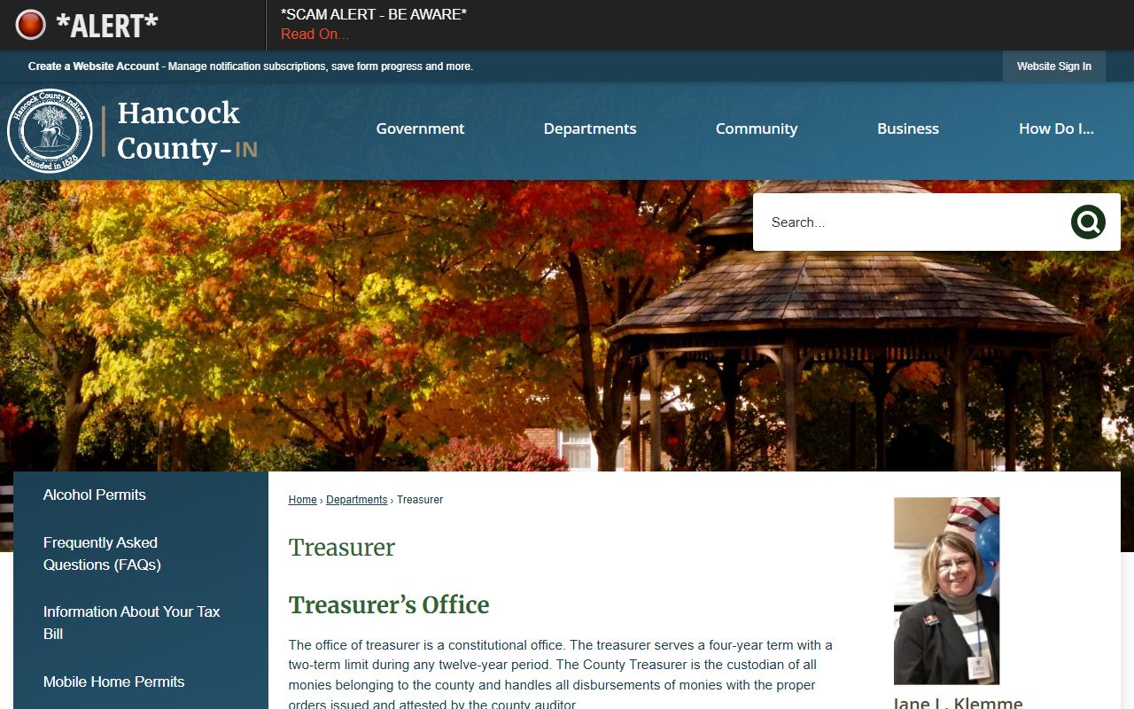 Hancock County Treasurer for unclaimed money questions