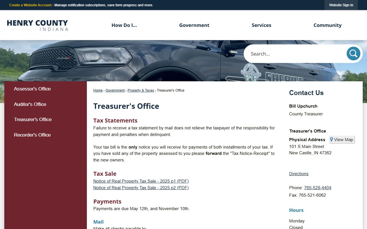 Henry County Treasurer website for unclaimed money in Henry County