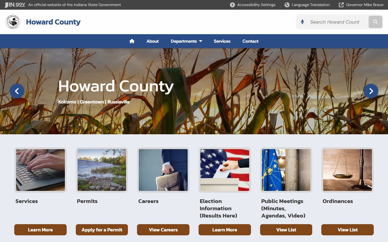 Howard County Indiana website for unclaimed money resources