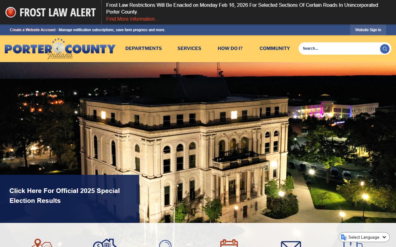 Porter County Indiana website for unclaimed money resources